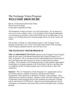 Exchange Visitor Welcome Brochure