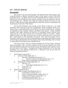 Draft Final - Revised - October 4, [removed]LEGAL ISSUES Introduction This section of the San Juan Hydrologic Unit Regional Water Plan discusses legal issues that directly or indirectly constrain the region’s water su