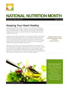 NATIONAL NUTRITION MONTH March 3, 2014 Community FoodBank of New Jersey  Keeping Your Heart Healthy