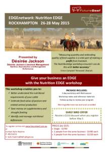 EDGEnetwork: Nutrition EDGE ROCKHAMPTONMay 2015 Presented by  Désirée Jackson