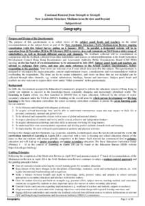 Continual Renewal from Strength to Strength New Academic Structure Medium-term Review and Beyond Subject-level Geography Purpose and Design of the Questionnaire