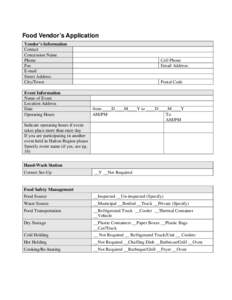 Food Vendor’s Application