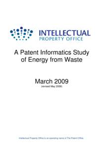 A Patent Informatics Study of Energy from Waste March[removed]revised May 2009)