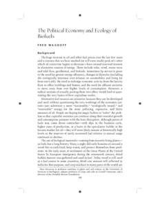 The Political Economy and Ecology of Biofuels FRED MAGDOFF Background  The huge increase in oil and other fuel prices over the last few years