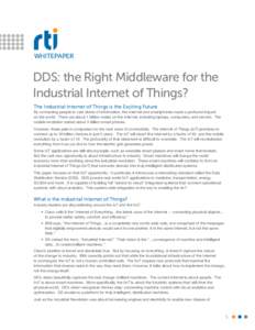 Industrial automation / Message-oriented middleware / Data distribution service / Middleware / Internet of Things / Denial-of-service attack / Cloud computing / Grid computing / Distributed control system / Computing / Technology / Concurrent computing