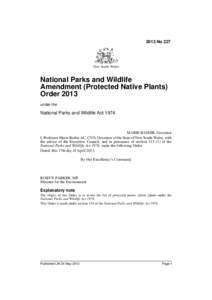 2013 No 227  New South Wales National Parks and Wildlife Amendment (Protected Native Plants)