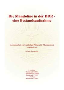 Die Mandoline in der DDR eine Bestandsaufnahme  Examensarbeit zur Staatlichen Prüfung für Musikerzieher