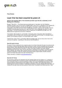 Press Release  Layer One has been acquired by green.ch