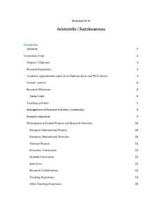 Extended CV of  Aristotelis Chatziioannou Contents Contents Curriculum Vitae