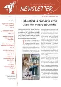 International Institute for Educational Planning  Vol. XXI, No. 1, January-March 2003 Education in economic crisis