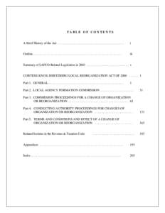 TABLE OF CONTENTS A Brief History of the Act . . . . . . . . . . . . . . . . . . . . . . . . . . . . . . . . . . . . . . . . . . i  Outline . . . . . . . . . . . . . . . . . . . . . . . . . . . . . . . . . . . . . . . . 