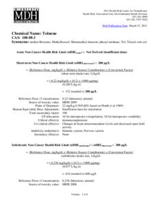 2011 Health Risk Limits for Groundwater Health Risk Assessment Unit, Environmental Health Division[removed][removed]TDD  Web Publication Date: March 21, 2011