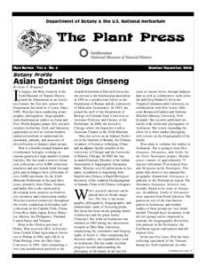 Department of Botany & the U.S. National Herbarium  The Plant Press New Series - Vol. 8 - No. 4  October-December 2005