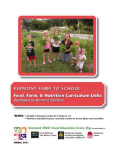 VERMON T Farm to Schoo l  Food, Farm, & Nutrition Curriculum Units developed by Vermont Teachers  INSIDE: • Sample Curriculum Units for Grades K–12