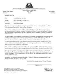 North Carolina Department of Environment and Natural Resources Division of Environmental Health Beverly Eaves Perdue Governor  Terry L. Pierce