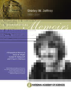 Shirley W. Jeffrey 1930–2014 A Biographical Memoir by Simon W. Wright, Gustaaf M. Hallegraeff,