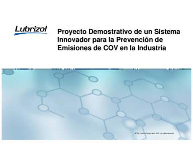 Proyecto Demostrativo de un Sistema Innovador para la Prevención de Emisiones de COV en la Industria © The Lubrizol Corporation 2007, all rights reserved