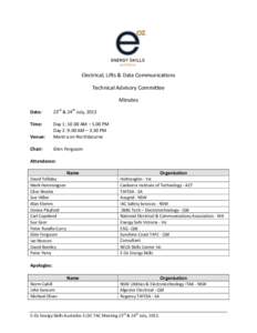 Electrical, Lifts & Data Communications Technical Advisory Committee Minutes Date:  23rd & 24th July, 2013