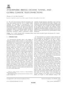 Atmospheric dynamics / Tropical meteorology / Climatology / Fluid mechanics / Teleconnection / Rossby wave / Atmospheric circulation / Global climate model / Pacific decadal oscillation / Atmospheric sciences / Meteorology / Physical oceanography