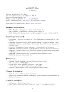 Curriculum vitae Jean-Pierre Gattuso 21 juin 2013 Directeur de recherche de 1`ere classe Laboratoire d’Oc´eanographie de Villefranche, B.P. 28 F[removed]Villefranche-sur-mer Cedex