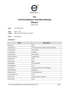 Gas Technical Advisory Committee Meeting Minutes (10 MayDate: