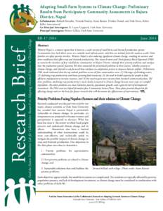 Adapting Small-Farm Systems to Climate Change: Preliminary Results from Participatory Community Assessments in Bajura District, Nepal Research Brief