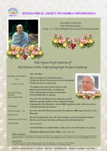 INTERNATIONAL SOCIETY OF KRISHNA CONSCIOUSNESS Founder Acharya His Divine Grace Srila A.C. Bhaktivedanta Swami Prabhupada  FREE OFFER