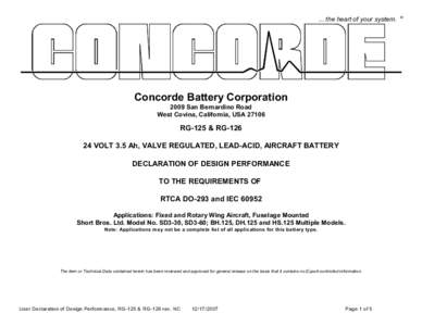 ... the heart of your system.  Concorde Battery Corporation 2009 San Bernardino Road West Covina, California, USA 27106