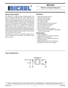 MIC5200  Micrel, Inc. MIC5200 100mA Low-Dropout Regulator