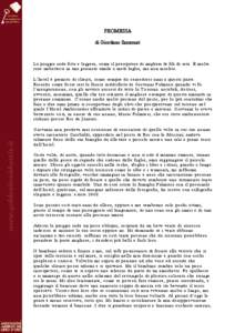 PROMESSA di Giordano Sammuri La pioggia cade fitta e leggera, come il precipitare di migliaia di fili di seta. È molto raro imbattersi in una giornata simile a metà luglio, ma non insolito. L ’ hot el è g rem it o d