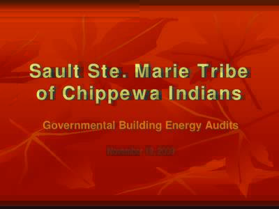 Sault Ste. Marie Tribe of Chippewa Indians - Governmental Building Energy Audits