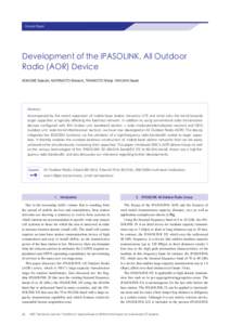 General Papers  Development of the iPASOLINK, All Outdoor Radio (AOR) Device SONOBE Satoshi, MORIMOTO Shinichi, TANIMOTO Shinji, YAKUWA Naoki