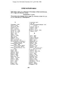 Essays of an Information Scientist, Vol:7, p[removed], 1984  CITED AUTHOR INDEX