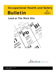 Occupational Health and Safety  Bulletin Lead at The Work Site  CH071 —Chemical Hazards