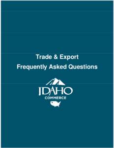 Trade & Export Frequently Asked Questions 1  Table of Contents