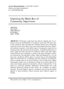 Journal of Offender Rehabilitation, Vol. 47(3), 2008. Pp. 248–270. Available online at http://jor.haworthpress.com doi: [removed][removed] Exploring the Black Box of Community Supervision