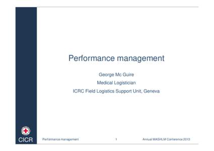 George McGuire - MASHLM ICRC Performance management