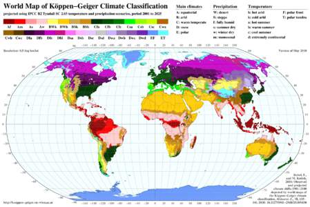 World Map of Köppen−Geiger Climate Classification  Main climates Precipitation