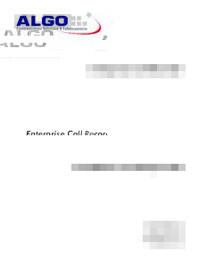 Enterprise Call Recorder  Installation and Setup Guide Algo ECR Version 2.3 Document #:ECR-SV-02