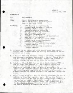 MTAB 62 January 15, 1988 MEMORANDUM TO:  All Banders