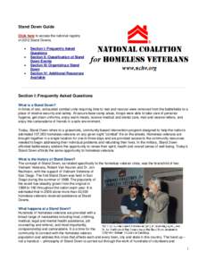 Stand Down Guide Click here to access the national registry of 2012 Stand Downs. • • •