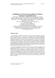 12th AGILE International Conference on Geographic Information Science 2009 Leibniz Universität Hannover, Germany page 1 of 10  Establishing a Persistent Interoperability Test-bed for