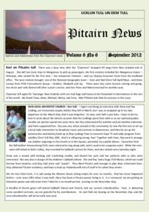 UCKLUN TULL UN DEM TULL  Pitcairn News Sunrise over Adamstown from the Claymore’s deck  Kari on Pitcairn tull: