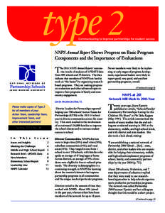 NNPS Annual Report Shows Progress on Basic Program  Components and the Importance of Evaluations T