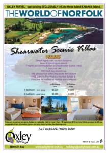 OXLEY TRAVEL - specialising EXCLUSIVELY in Lord Howe Island & Norfolk Island.  s a l l