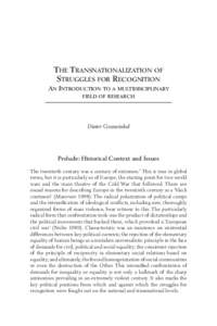 The Transnationalization of Struggles for Recognition An Introduction to a multidisciplinary field of research  Dieter Gosewinkel