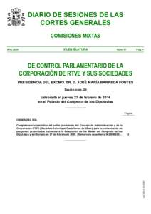 Diario de Sesiones de Comisiones Mixtas de Control Parlamentario de la Corporación RTVE y sus Sociedades