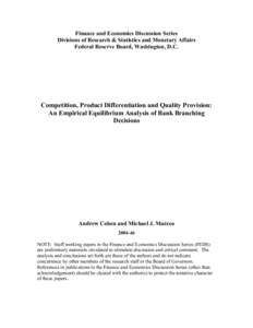 Marketing / Product differentiation / Bank / Monopoly / Market power / Economic growth / Market structure / Economics / Imperfect competition / Industrial organization