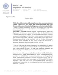 Press Release - 09 Sep[removed]Utah Blaze Refunds