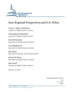 Iran: Regional Perspectives and U.S. Policy